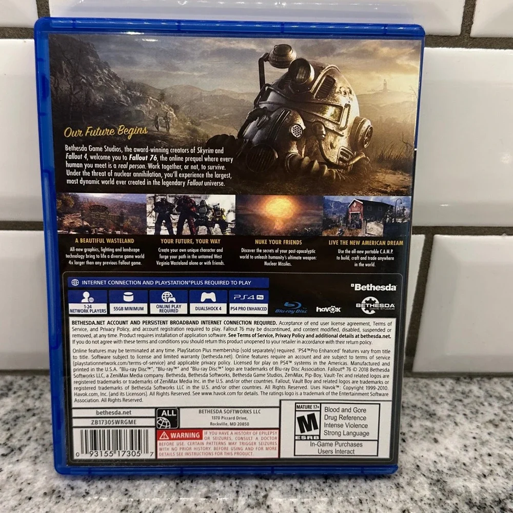 Bethesda PS4 Fallout 76 GameStop Blue Case Action RPG Wasteland Survival